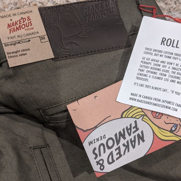 Naked & Famous Olive Chinos - Picture 1 of 3